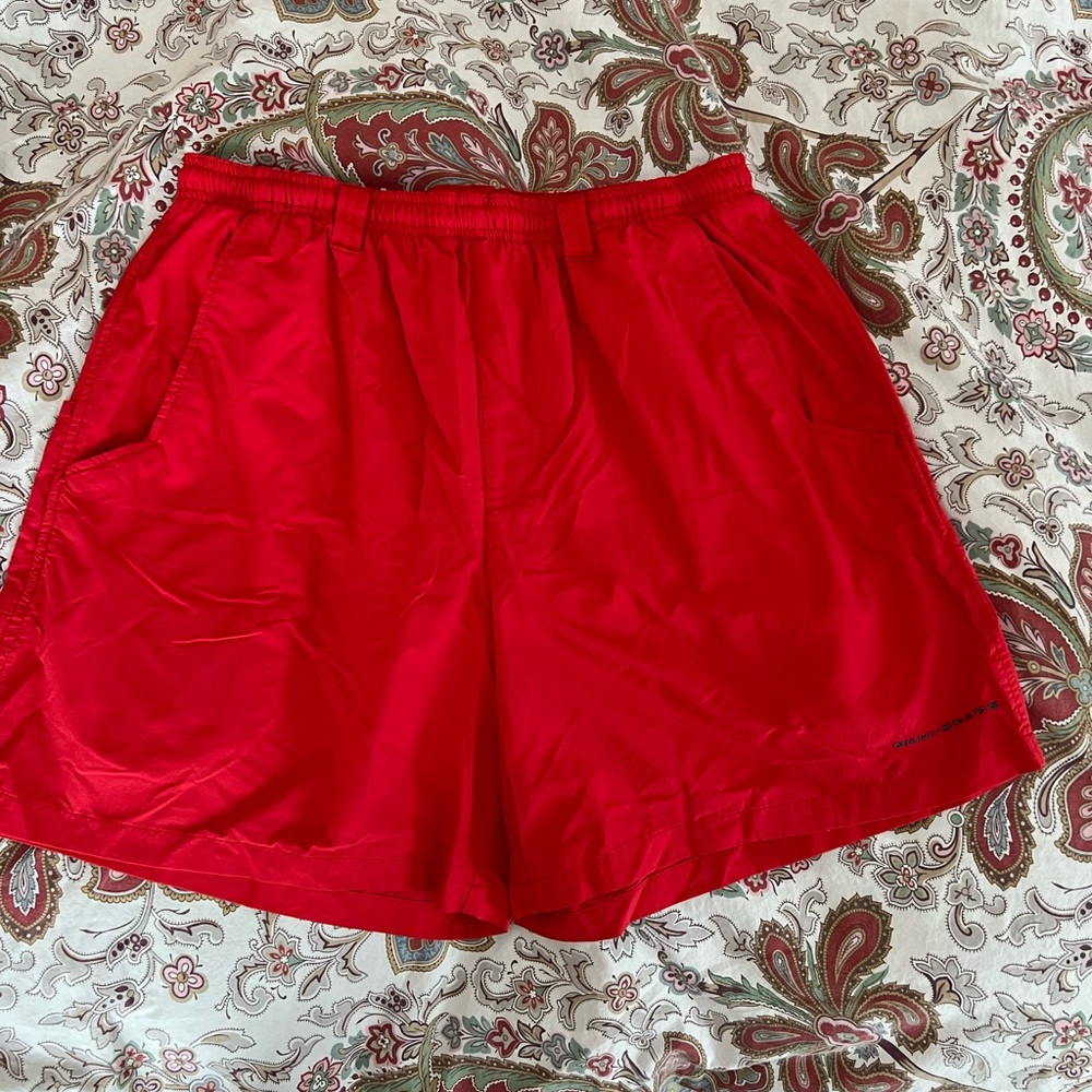 Red Columbia OmniShade swim shorts. Medium. New without tags.